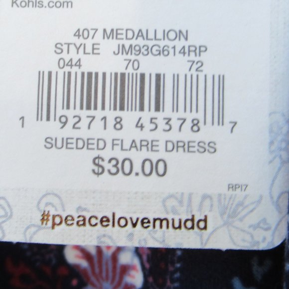 Relist 3/8❌ Mudd sueded flare boho print dress with stretch XL jr - Picture 7 of 15